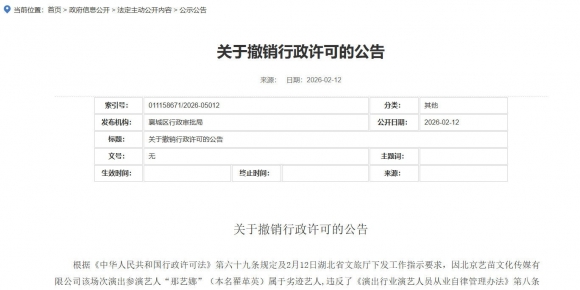 “那艺娜”（本名翟革英）被认定为劣迹艺人